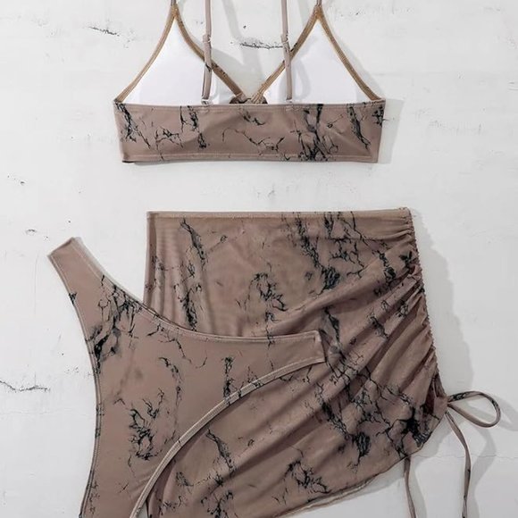 3 piece swimsuits ring linked halter bikini set - Picture 6 of 6